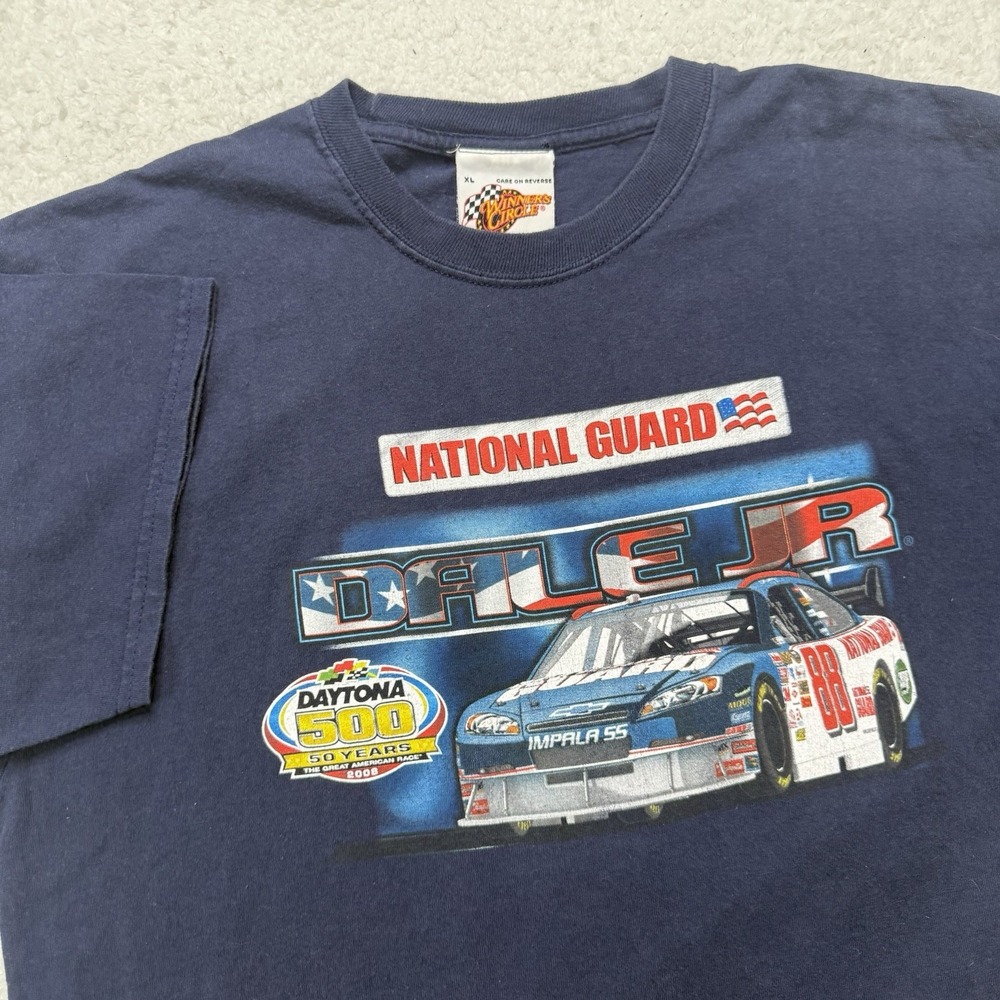Winners Circle NASCAR T-Shirt Mens XL Navy‎ Dale Earnhardt Jr National Guard VTG
